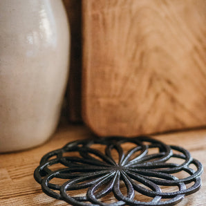 Cast Iron Pot Trivet, flower